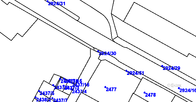 Parcela st. 2924/30 v KÚ Rumburk, Katastrální mapa