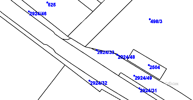 Parcela st. 2924/33 v KÚ Rumburk, Katastrální mapa