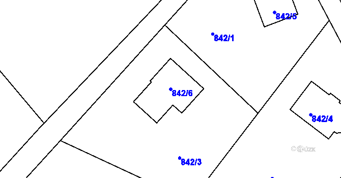 Parcela st. 842/6 v KÚ Rumburk, Katastrální mapa