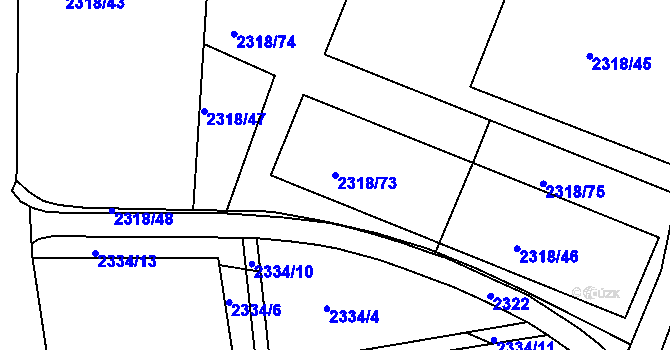 Parcela st. 2318/73 v KÚ Rumburk, Katastrální mapa