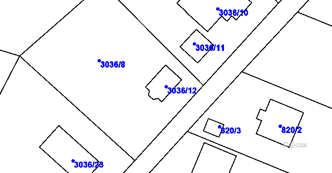 Parcela st. 3036/12 v KÚ Rumburk, Katastrální mapa