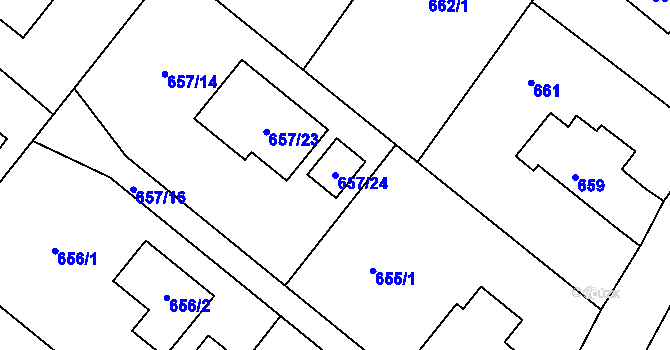 Parcela st. 657/24 v KÚ Rumburk, Katastrální mapa