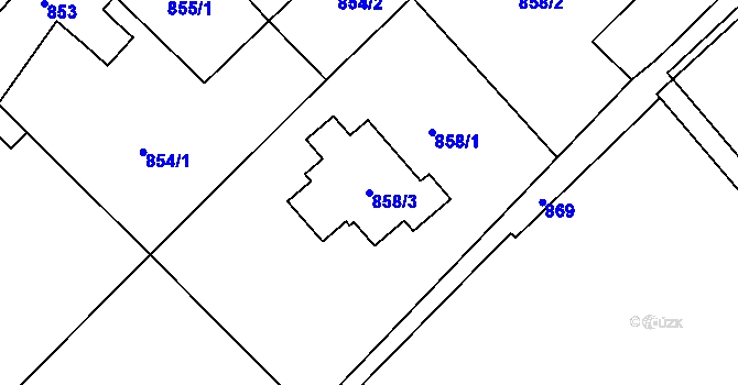 Parcela st. 858/3 v KÚ Rumburk, Katastrální mapa
