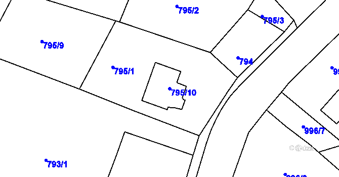 Parcela st. 795/10 v KÚ Rumburk, Katastrální mapa