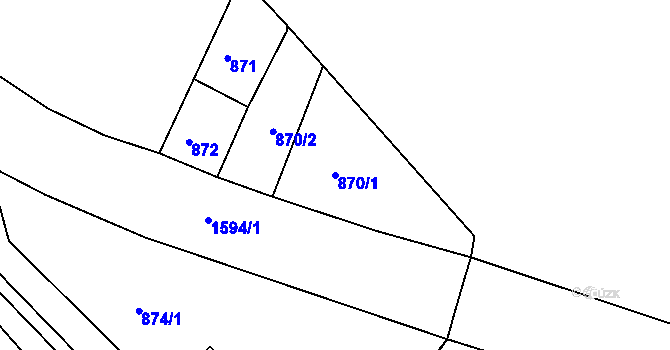 Parcela st. 870/1 v KÚ Rumburk, Katastrální mapa