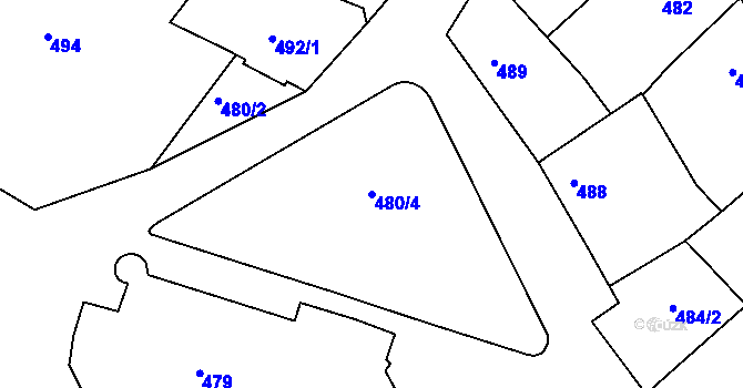 Parcela st. 480/4 v KÚ Rumburk, Katastrální mapa