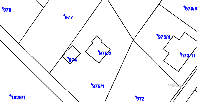Parcela st. 975/2 v KÚ Rumburk, Katastrální mapa