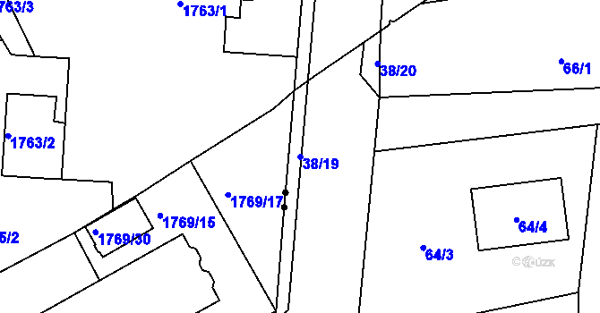 Parcela st. 38/19 v KÚ Horní Jindřichov, Katastrální mapa