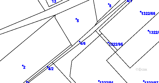 Parcela st. 4/6 v KÚ Horní Jindřichov, Katastrální mapa