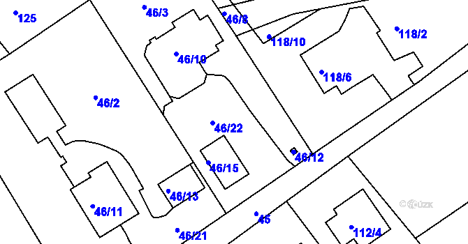 Parcela st. 46/3 v KÚ Horní Jindřichov, Katastrální mapa