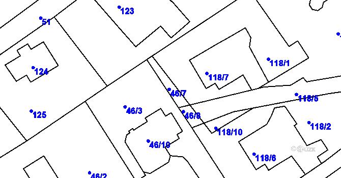 Parcela st. 46/7 v KÚ Horní Jindřichov, Katastrální mapa