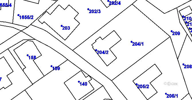Parcela st. 204/2 v KÚ Horní Jindřichov, Katastrální mapa