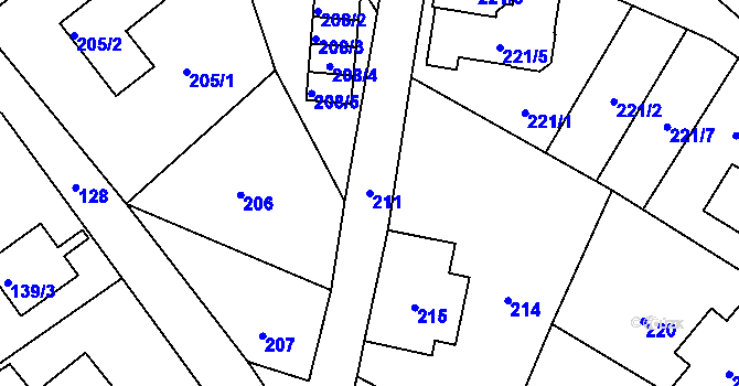 Parcela st. 211 v KÚ Horní Jindřichov, Katastrální mapa