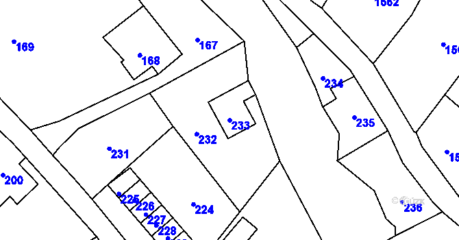 Parcela st. 233 v KÚ Horní Jindřichov, Katastrální mapa