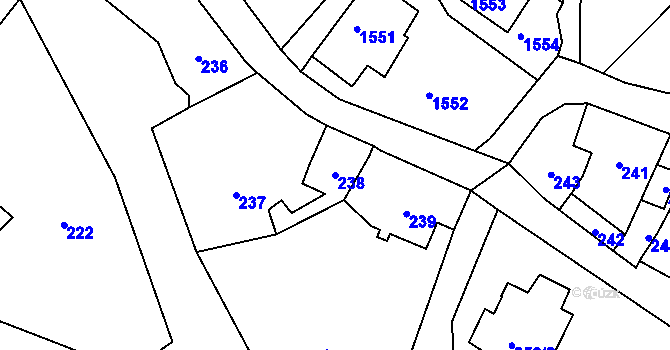 Parcela st. 238 v KÚ Horní Jindřichov, Katastrální mapa