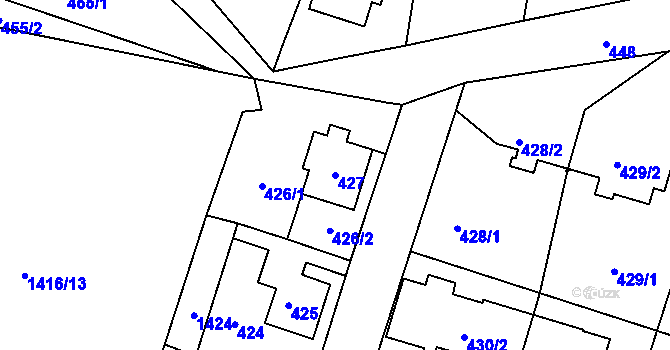Parcela st. 427 v KÚ Horní Jindřichov, Katastrální mapa