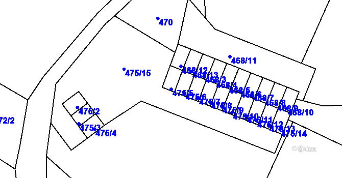 Parcela st. 475/5 v KÚ Horní Jindřichov, Katastrální mapa