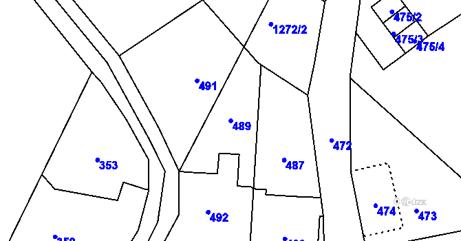 Parcela st. 489 v KÚ Horní Jindřichov, Katastrální mapa
