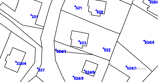 Parcela st. 523 v KÚ Horní Jindřichov, Katastrální mapa