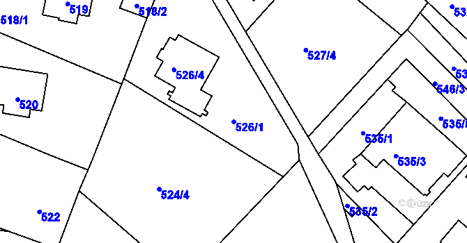 Parcela st. 526/1 v KÚ Horní Jindřichov, Katastrální mapa