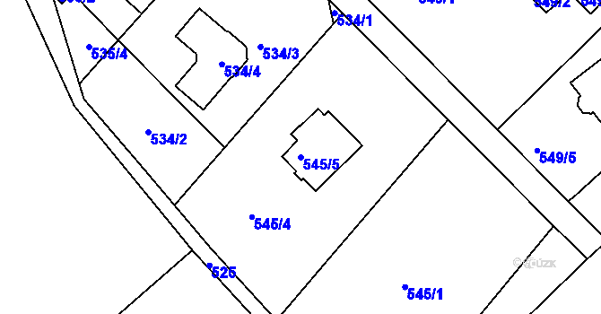 Parcela st. 545/5 v KÚ Horní Jindřichov, Katastrální mapa