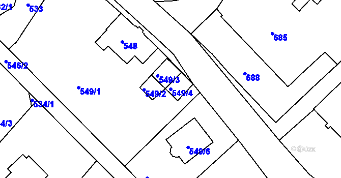 Parcela st. 549/4 v KÚ Horní Jindřichov, Katastrální mapa