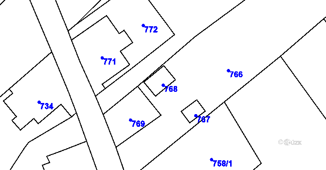 Parcela st. 768 v KÚ Horní Jindřichov, Katastrální mapa