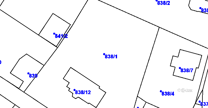 Parcela st. 838/1 v KÚ Horní Jindřichov, Katastrální mapa