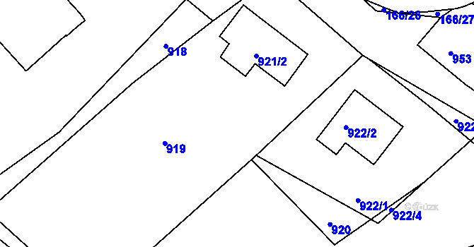 Parcela st. 921/1 v KÚ Horní Jindřichov, Katastrální mapa