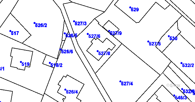 Parcela st. 527/8 v KÚ Horní Jindřichov, Katastrální mapa