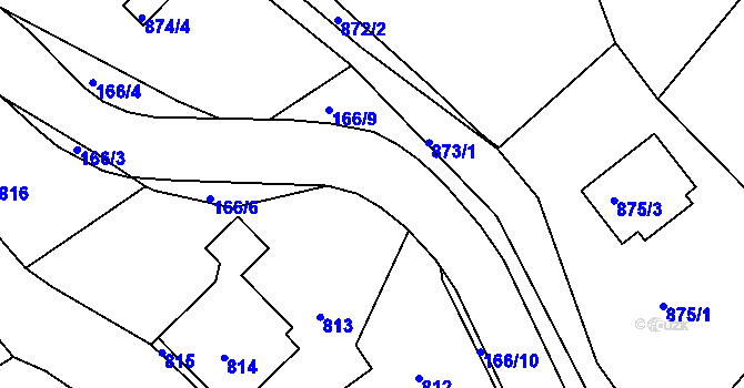 Parcela st. 166/7 v KÚ Horní Jindřichov, Katastrální mapa