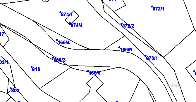 Parcela st. 166/5 v KÚ Horní Jindřichov, Katastrální mapa
