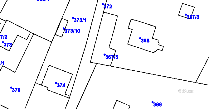 Parcela st. 367/5 v KÚ Horní Jindřichov, Katastrální mapa