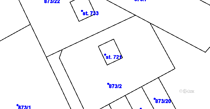 Parcela st. 721 v KÚ Dolní Křečany, Katastrální mapa