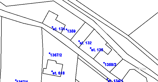 Parcela st. 132 v KÚ Dolní Křečany, Katastrální mapa