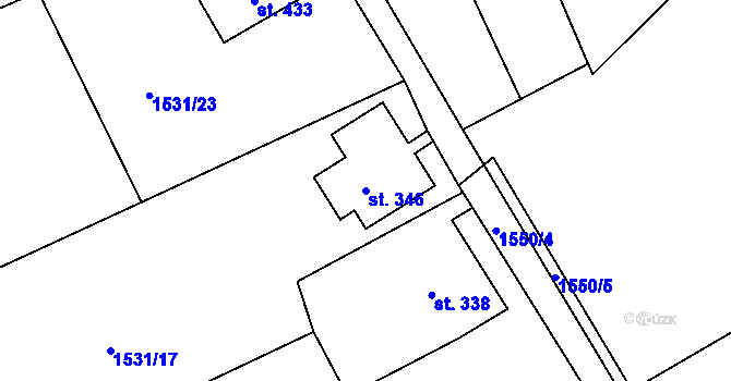 Parcela st. 346 v KÚ Dolní Křečany, Katastrální mapa