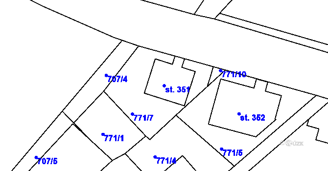 Parcela st. 351 v KÚ Dolní Křečany, Katastrální mapa