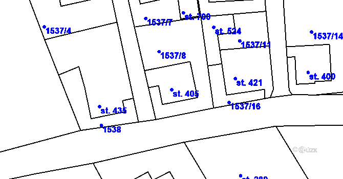 Parcela st. 405 v KÚ Dolní Křečany, Katastrální mapa