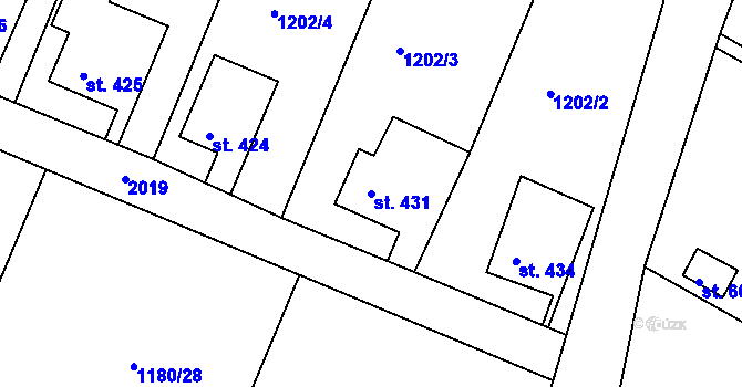 Parcela st. 431 v KÚ Dolní Křečany, Katastrální mapa