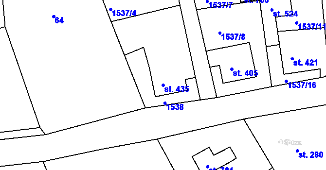 Parcela st. 435 v KÚ Dolní Křečany, Katastrální mapa