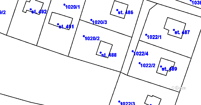 Parcela st. 488 v KÚ Dolní Křečany, Katastrální mapa