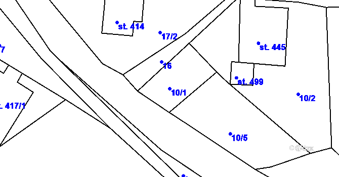 Parcela st. 10/1 v KÚ Dolní Křečany, Katastrální mapa