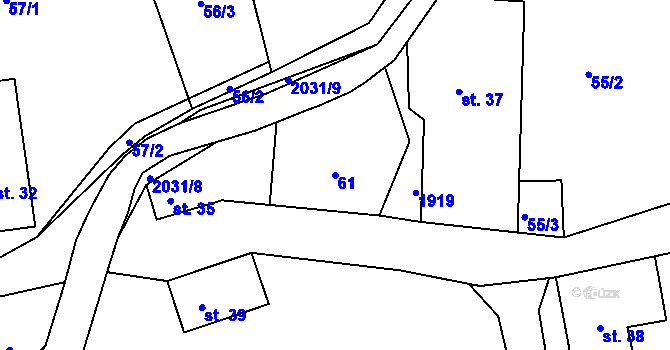 Parcela st. 61 v KÚ Dolní Křečany, Katastrální mapa