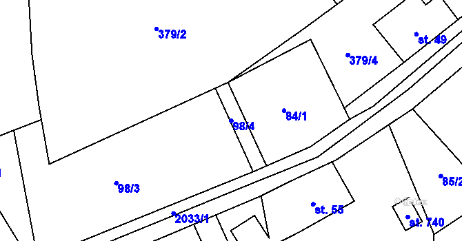 Parcela st. 98/4 v KÚ Dolní Křečany, Katastrální mapa
