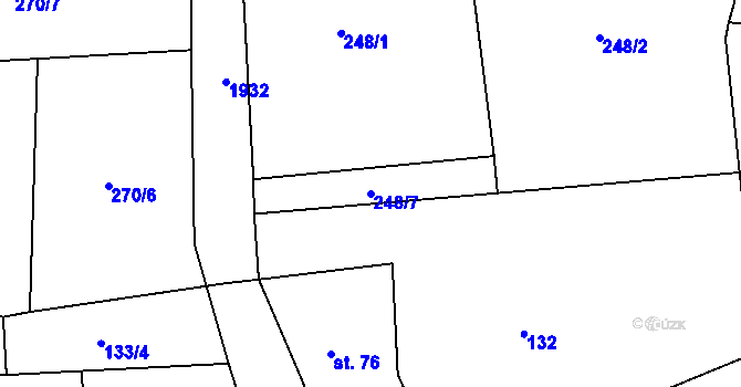 Parcela st. 248/7 v KÚ Dolní Křečany, Katastrální mapa