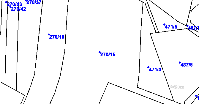 Parcela st. 270/15 v KÚ Dolní Křečany, Katastrální mapa