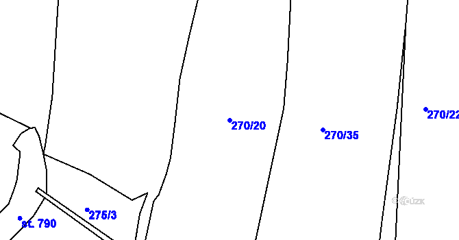 Parcela st. 270/20 v KÚ Dolní Křečany, Katastrální mapa