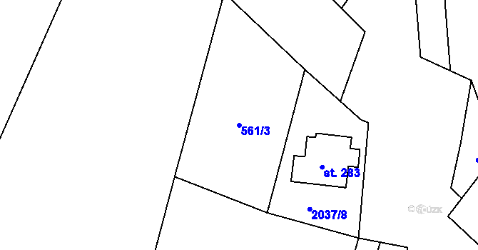 Parcela st. 561/3 v KÚ Dolní Křečany, Katastrální mapa