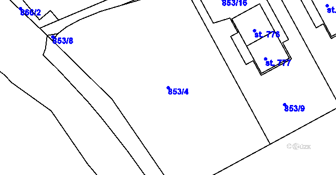 Parcela st. 853/4 v KÚ Dolní Křečany, Katastrální mapa