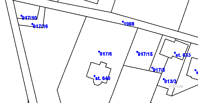 Parcela st. 917/6 v KÚ Dolní Křečany, Katastrální mapa